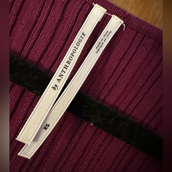 Anthropologie Puff Sleeve Shimmer Sweater Plum size xs - Picture 3 of 5